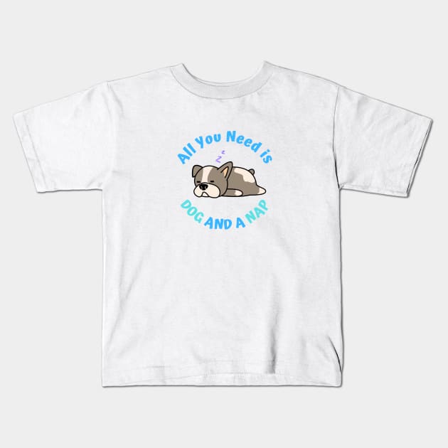 French Bulldog Needs a Nap Kids T-Shirt by JileeArt